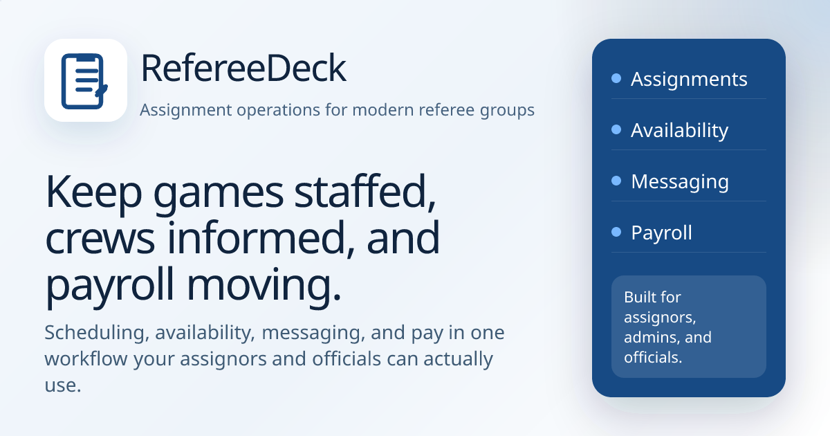 RefereeDeck | Assignment Operations